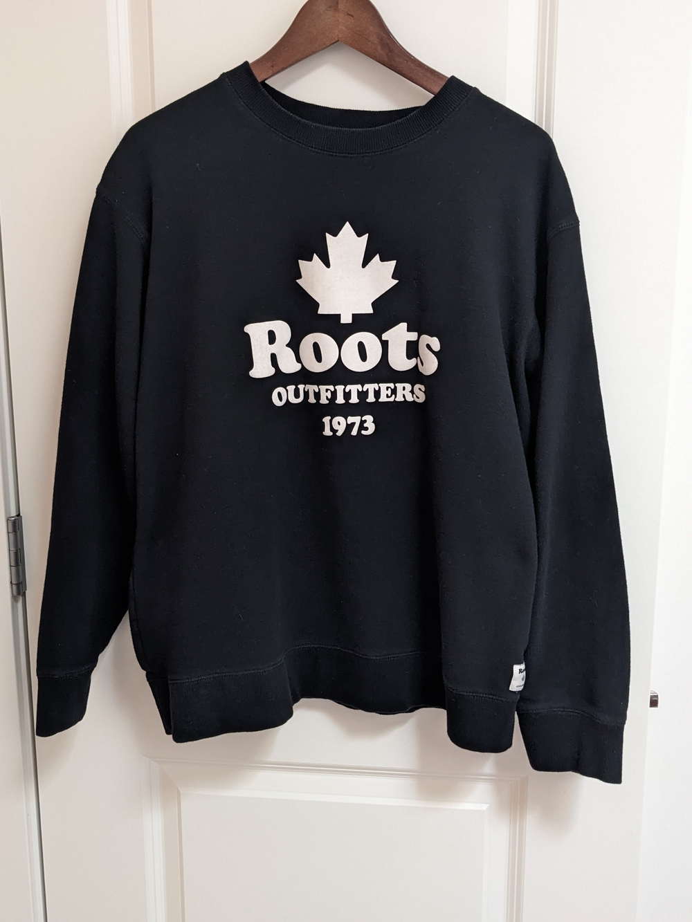 Unisex Roots Black Crewneck Logo Sweatshirt